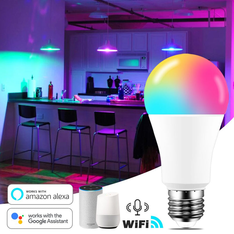 Colorful WiFi Smart Bulb B22 E27 E14 RGB LED Works with Alexa/Google
